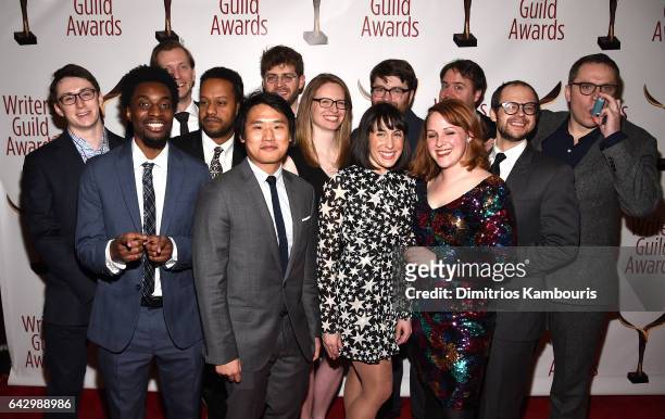 Writers and crew of "The Late Show with Stephen Colbert" attend 69th Writers Guild Awards New York Ceremony at Edison Ballroom on February 19, 2017...