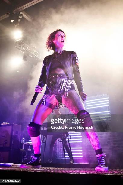 Singer Jennifer Weist of the German band Jennifer Rostock performs live during a concert at the Columbiahalle on February 19, 2017 in Berlin, Germany.