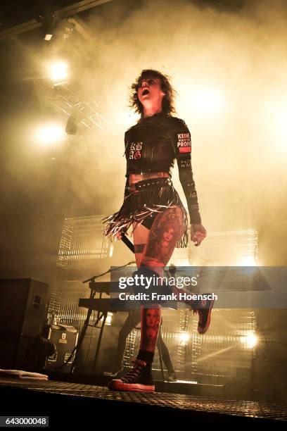 Singer Jennifer Weist of the German band Jennifer Rostock performs live during a concert at the Columbiahalle on February 19, 2017 in Berlin, Germany.