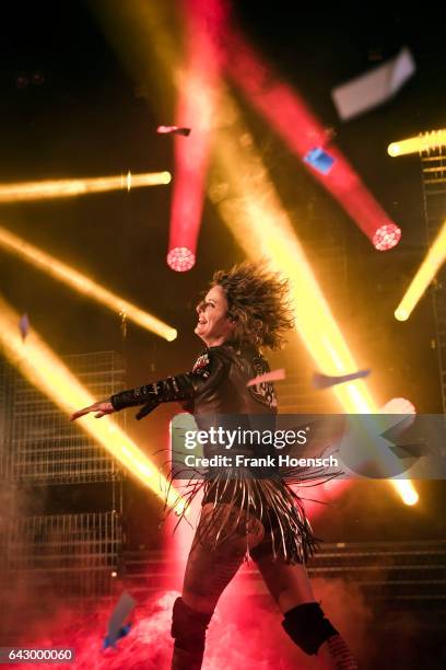 Singer Jennifer Weist of the German band Jennifer Rostock performs live during a concert at the Columbiahalle on February 19, 2017 in Berlin, Germany.