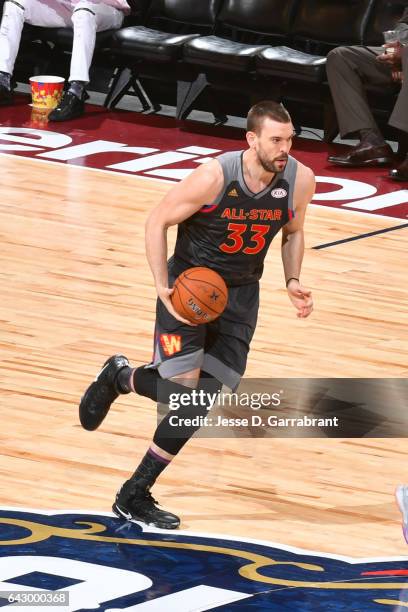 Marc Gasol of the Western Conference handles the ball during the NBA All-Star Game as part of the 2017 NBA All Star Weekend on February 19, 2017 at...