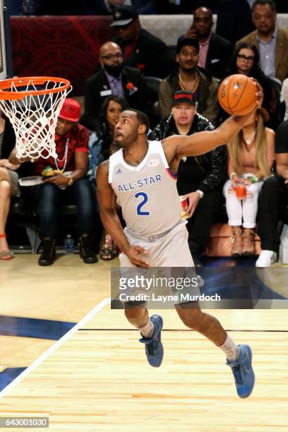 John Wall of the Eastern Conference All-Star Team dunks the ball during the NBA All-Star Game as part of the 2017 NBA All Star Weekend on February...