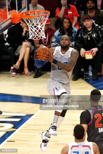 LeBron James of the Eastern Conference All-Star Team dunks the ball during the NBA All-Star Game as part of the 2017 NBA All Star Weekend on February...