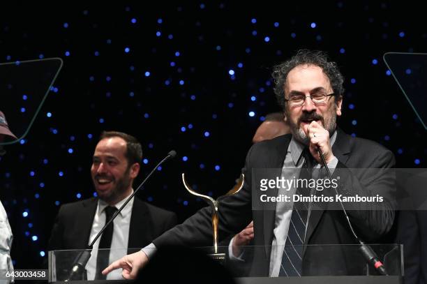 Robert Smigel accepts award onstage during 69th Writers Guild Awards New York Ceremony at Edison Ballroom on February 19, 2017 in New York City.