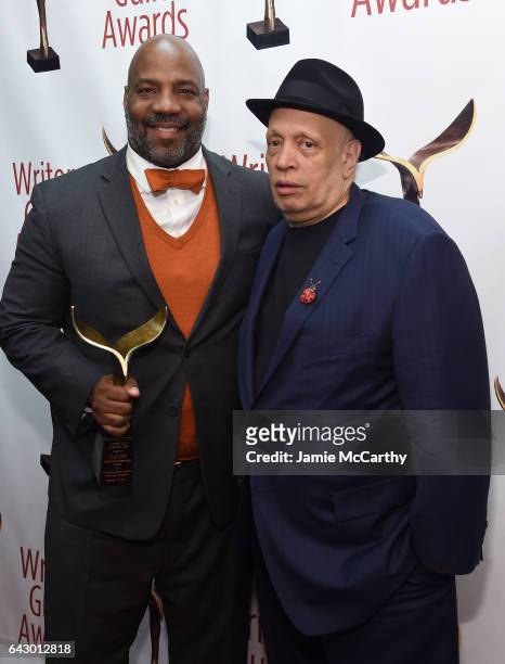Walter Mosley poses backstage with award during 69th Writers Guild Awards New York Ceremony at Edison Ballroom on February 19, 2017 in New York City.