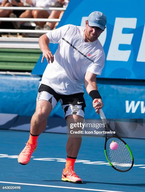 Jesse Levine defeats James Blake during the ATP Champions Tour Delray Beach Open on February 19 at Delray Beach Stadium & Tennis Center in Delray...