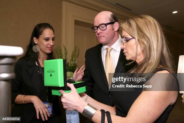 Actors David Koechner andÊLeigh Koechner at Backstage Creations Retreat during the 2017 Writers Guild Awards at The Beverly Hilton Hotel on February...