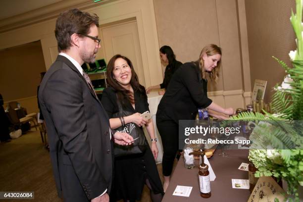 Screenwriters Rhett Reese and Rita Hsaio at Backstage Creations Retreat during the 2017 Writers Guild Awards at The Beverly Hilton Hotel on February...