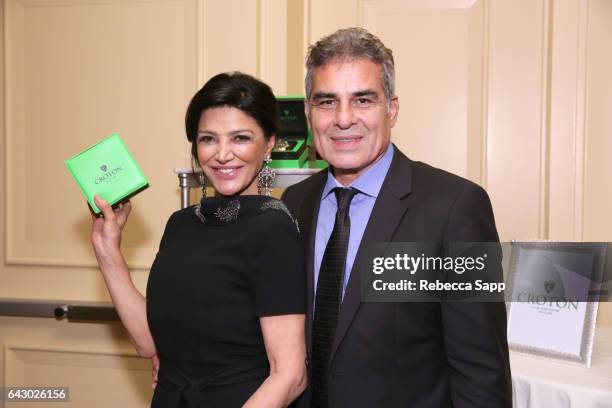 Actors Shohreh Aghdashloo and Houshang Touzie at Backstage Creations Retreat during the 2017 Writers Guild Awards at The Beverly Hilton Hotel on...