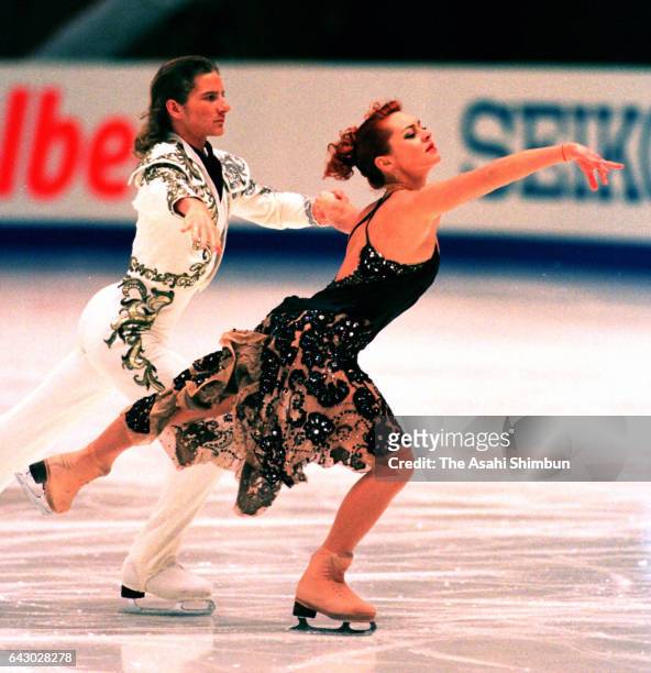 Marina Anissina and Gwendal Peizerat of France compete in the Ice Dance Compulsory Dance during day two of the ISU Figure Skating Grand Prix Series...