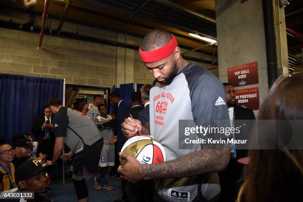 Players greet young fans during the 66th NBA All-Star Game at Smoothie King Center on February 19, 2017 in New Orleans, Louisiana.