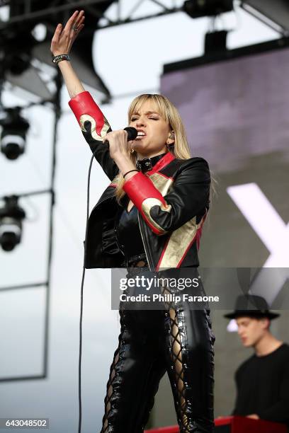 Paige Duddy of XYLO performs onstage at the Air + Style Los Angeles 2017 at Exposition Park on February 19, 2017 in Los Angeles, California.