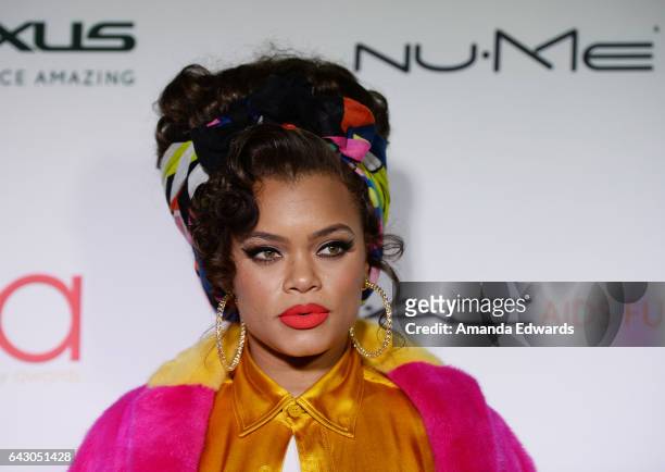 Singer Andra Day arrives at the 3rd Annual Hollywood Beauty Awards at Avalon Hollywood on February 19, 2017 in Los Angeles, California.