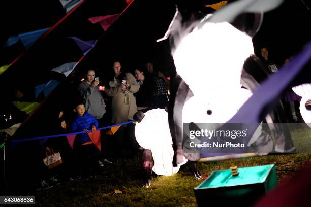 The Christchurch Lantern Festival celebrate the Year of the Rooster in Hagley Park North, Christchurch, New Zealand, Sunday, Feb. 19, 2017. The...