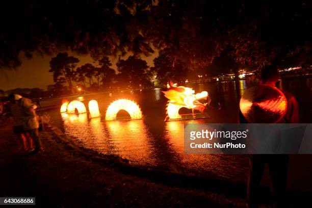 The Christchurch Lantern Festival celebrate the Year of the Rooster in Hagley Park North, Christchurch, New Zealand, Sunday, Feb. 19, 2017. The...