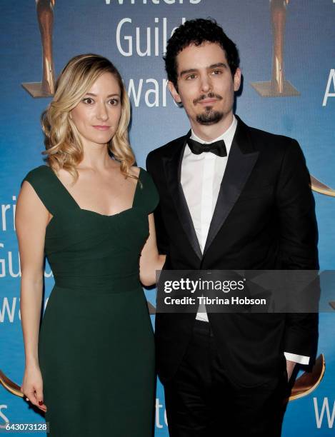 Olivia Hamilton and Damien Chazelle attend the 2017 Writers Guild Awards L.A. Ceremony at The Beverly Hilton Hotel on February 19, 2017 in Beverly...