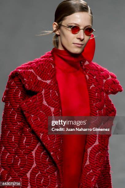 Model walks the runway at the 2nd Skin Co show during the Mercedes-Benz Madrid Fashion Week Autumn/Winter 2017 at Ifema on February 20, 2017 in...