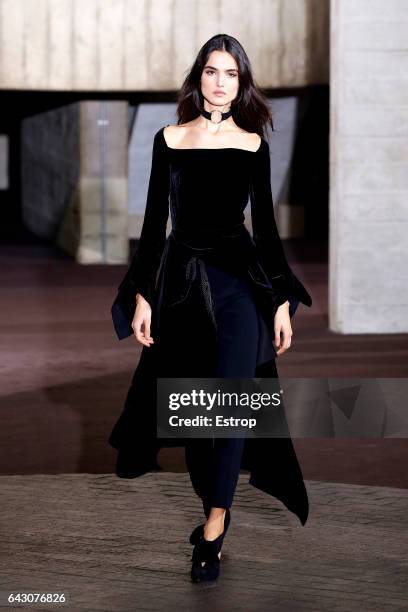 Model walks the runway at the Roland Mouret show during the London Fashion Week February 2017 collections on February 19, 2017 in London, England.