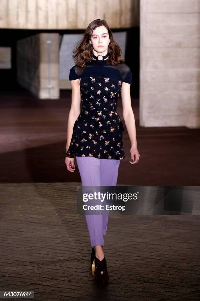 Model walks the runway at the Roland Mouret show during the London Fashion Week February 2017 collections on February 19, 2017 in London, England.