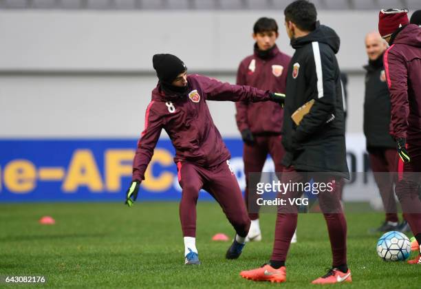 Oscar of Shanghai SIPG FC attends a training session ahead of AFC Champions League 2017 group match against Western Sydney Wanderers FC on February...