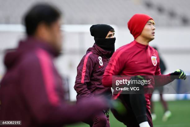 Oscar of Shanghai SIPG FC attends a training session ahead of AFC Champions League 2017 group match against Western Sydney Wanderers FC on February...