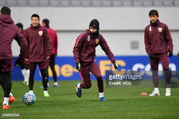 Oscar of Shanghai SIPG FC attends a training session ahead of AFC Champions League 2017 group match against Western Sydney Wanderers FC on February...