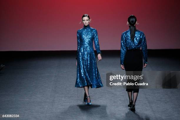 Model walks the runway at the 2nd Skin Co show during the Mercedes-Benz Madrid Fashion Week Autumn/Winter 2017 at Ifema on February 20, 2017 in...