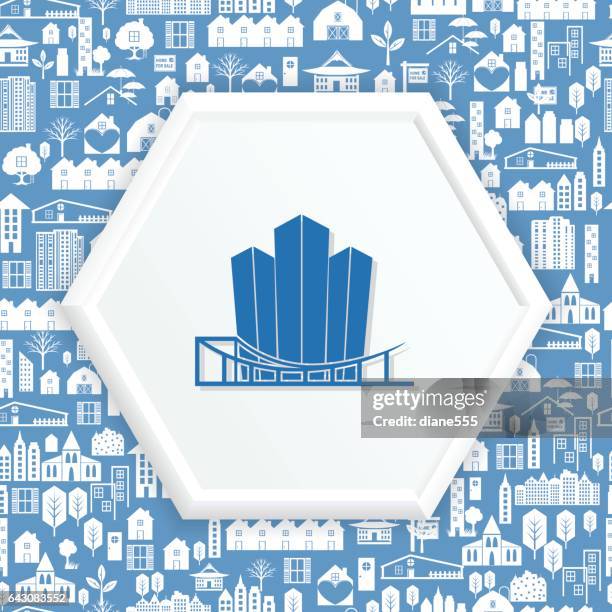 architecture icons over a real estate pattern background - engineering office background stock illustrations
