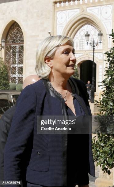 Marine Le Pen, the leader of France's far-right Front National political party arrives at the government palace to meet with Lebanese prime minister...