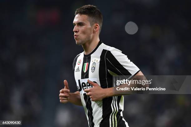 Marko Pjaca of Juventus FC looks on during the Serie A match between Juventus FC and US Citta di Palermo at Juventus Stadium on February 17, 2017 in...