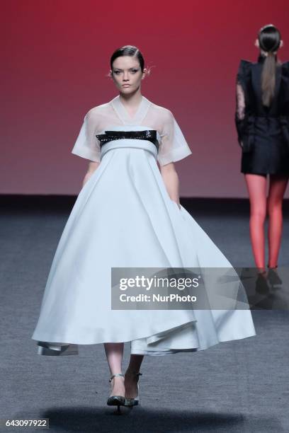 Model walks the runway at the THE 2ND SKIN CO show during the Mercedes-Benz Madrid Fashion Week Autumn/Winter 2017/2018 at IFEMA on February 20, 2017...