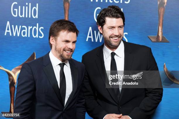 Actor Tommy Dewey and scriptwriter Tug Coker attend the 2017 Writers Guild Awards Ceremony at The Beverly Hilton Hotel in Los Angeles, California,...