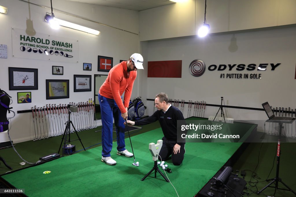 Phil Kenyon of England putting coach at his studio in the Harold