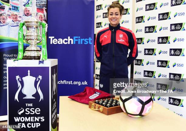 Jemma Rose of Arsenal Ladies poses for a photograph during the SSE Women's FA Cup Draw at Hornsey School for Girls on February 20, 2017 in London,...
