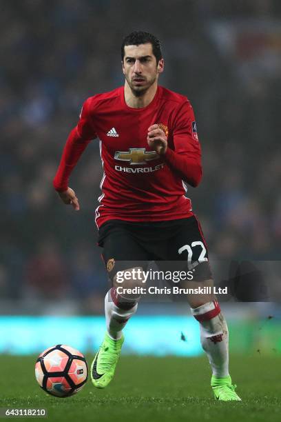 Henrik Mkhitaryan of Manchester United in action during the Emirates FA Cup Fifth Round match between Blackburn Rovers and Manchester United at Ewood...