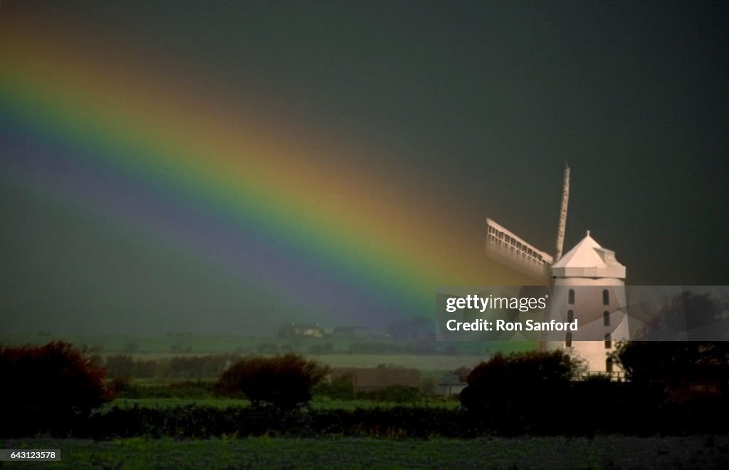 A rainbow & Blennerville Windmill.