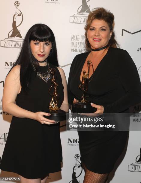 Hair stylists Regina Rodriguez and Adriana Lucio, recipients of the Best Hair Styling-Daytime Television Award for 'The Young and the Restless' pose...