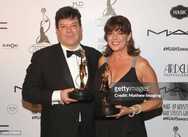 Makeup artists Donald Mowat and Melanie J. Romero, recipients of the Best Contemporary Make-Up-Feature-Length Motion Picture Award for 'Nocturnal...