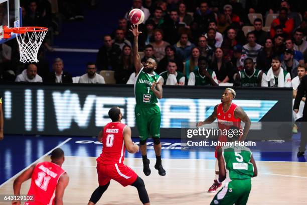 Chris Warren of Nanterre during of the Leaders Cup Semi Final match between Nanterre and Monaco at Disneyland Resort Paris on February 18, 2017 in...