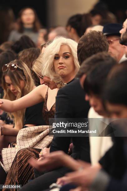 Katy Perry attends the Christopher Kane show during the London Fashion Week February 2017 collections on February 20, 2017 in London, England.