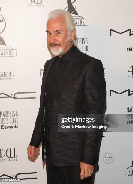 Presenter/makeup artist Rick Baker poses for portrait backstage at the 2017 Make-Up Artists and Hair Stylists Guild Awards at The Novo by Microsoft...