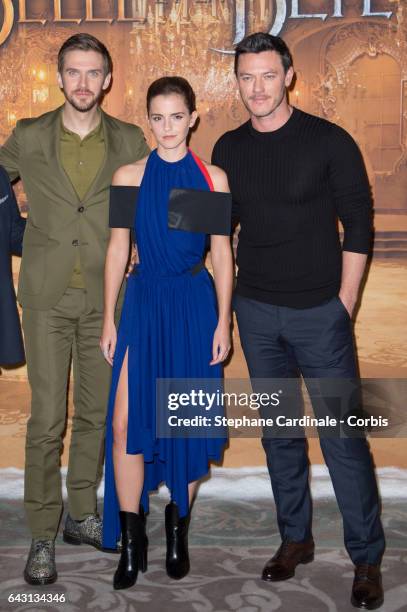 Actors Dan Stevens, Emma Watson and Luke Evans attend the "Beast And Beauty - La Belle Et La Bete" Paris Photocall at Hotel Meurice on February 20,...