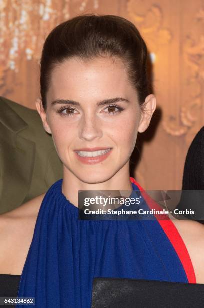 Actress Emma Watson attends the "Beast And Beauty - La Belle Et La Bete" Paris Photocall at Hotel Meurice on February 20, 2017 in Paris, France.