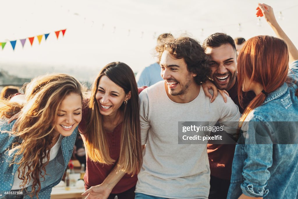 Ecstatic group enjoying the party