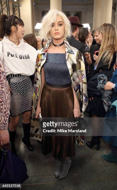 Katie Perry attends the Christopher Kane show during the London Fashion Week February 2017 collections on February 20, 2017 in London, England.