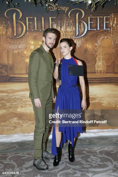 Actor Dan Stevens and Actress Emma Watson attend "The Best and Beauty - La Belle et la Bete" Paris Premiere at Hotel Meurice on February 20, 2017 in...