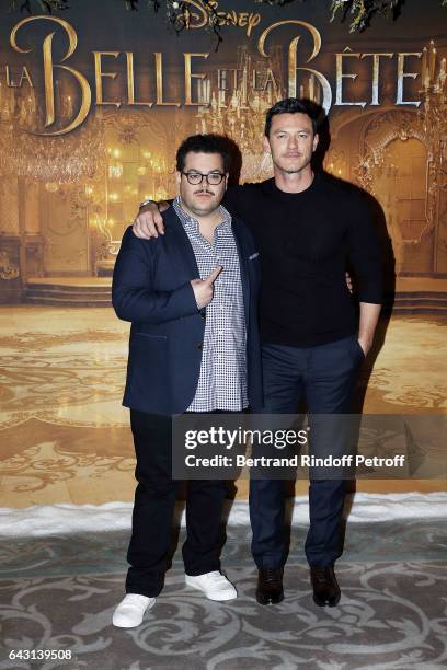 Director Bill Condon and Actor Luke Evans attend "The Best and Beauty - La Belle et la Bete" Paris Premiere at Hotel Meurice on February 20, 2017 in...