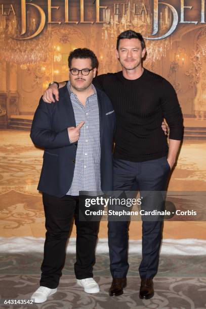 Josh Gad and Luke Evans attend the "Beast And Beauty - La Belle Et La Bete" Paris Photocall at Hotel Meurice on February 20, 2017 in Paris, France.