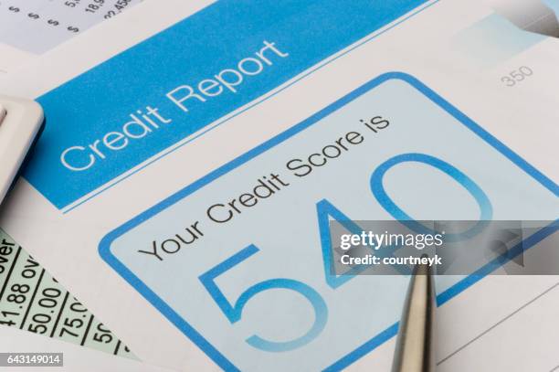 credit report form on a desk - credit report stock pictures, royalty-free photos & images