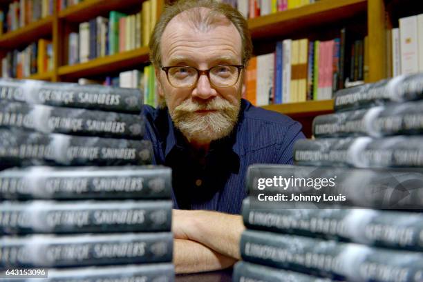 Author George Saunders poses for portrait after discussing and signing copies of his new book "Lincoln in the Bardo" at Books and Books on February...